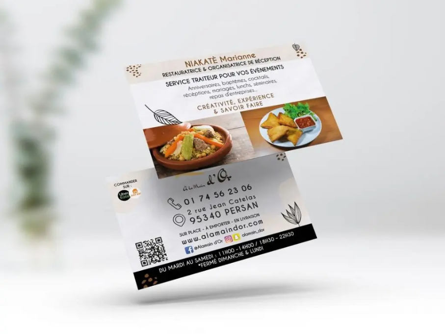 Carte de visite pour restaurant et service traiteur