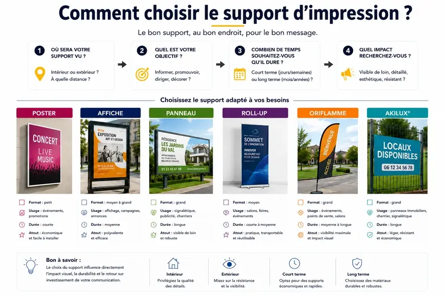 Comparez tous les supports disponibles pour vos impression grand format