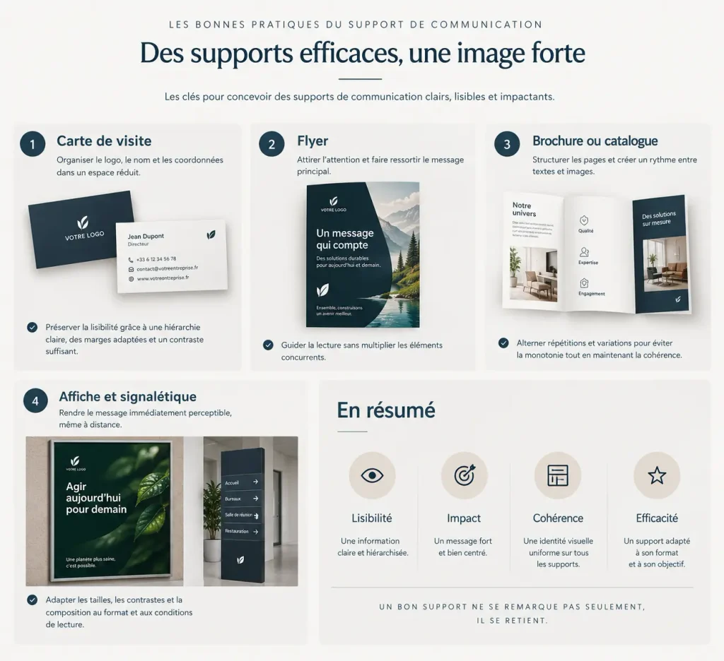 Identité visuelle efficace, perçue à travers tous les supports de communication.
